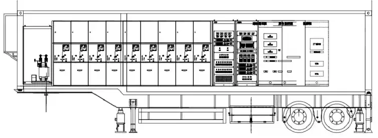 Diagram showing the layout of a modular temporary substation unit