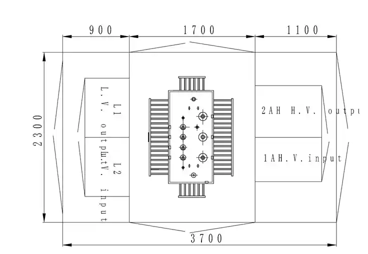Cross-sectional view of 1000 kVA compact substation components